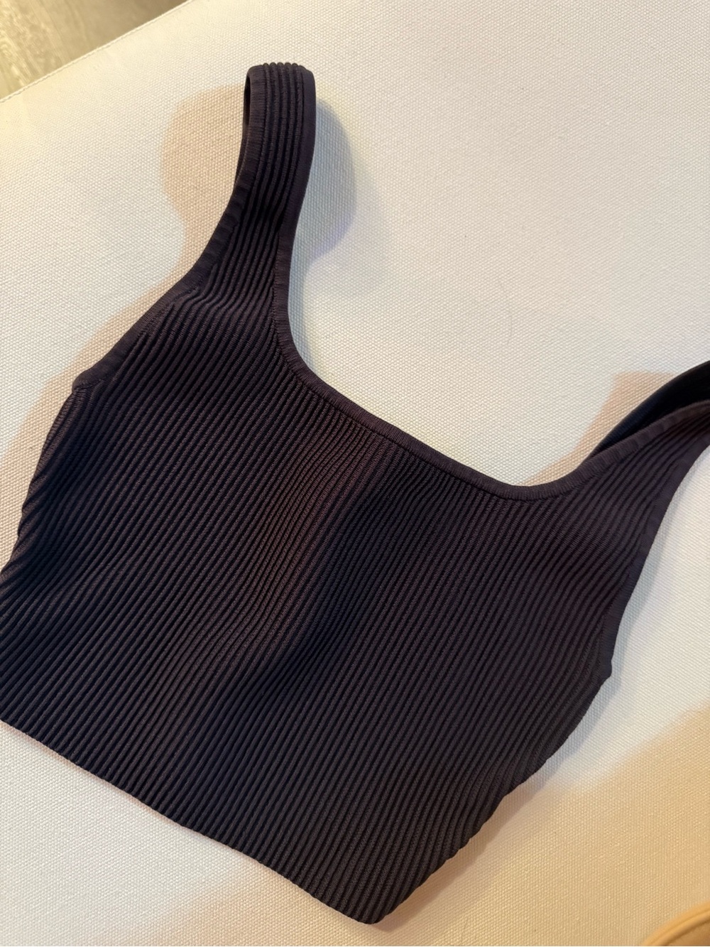 Babaton Black Ribbed Crop Tank